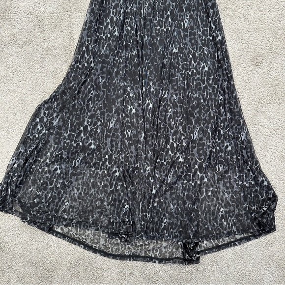 Torrid Dark Grey Leopard Mesh Midi Dress Sleeveless V-Neck Fairygoth Size 1X - Picture 8 of 12